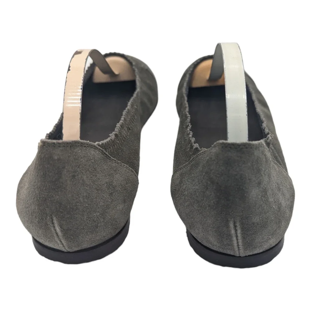 Brunello Cucinelli Flat Gray Suede Leather Cap Toe Pebbled Italy Size 37 US 7